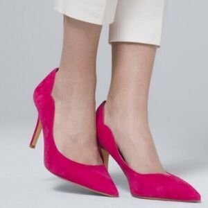 White House Black Market Fuchsia Suede Heels